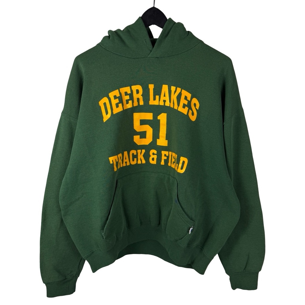 Vintage 2000s Russell Athletic Faded Deer Lakes Green Pullover Hoodie Size XL